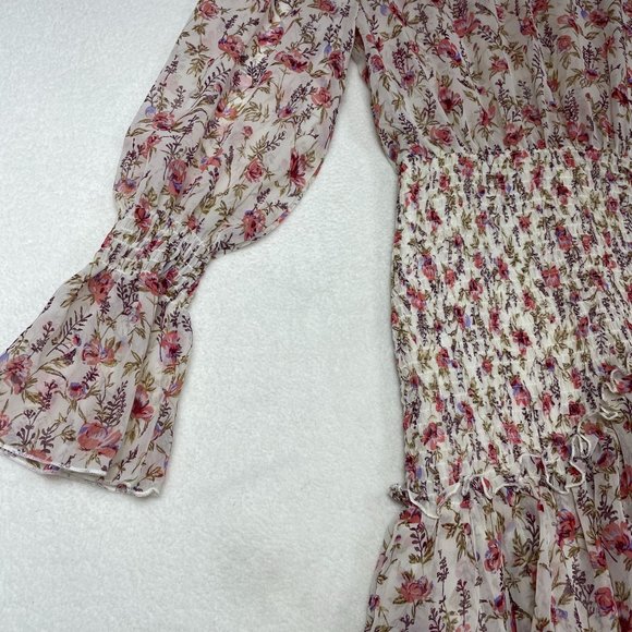 Princess Polly Tiered Ruffle Mini Dress Size 6 Floral Boho Shirred Waist FLAW - Picture 7 of 14